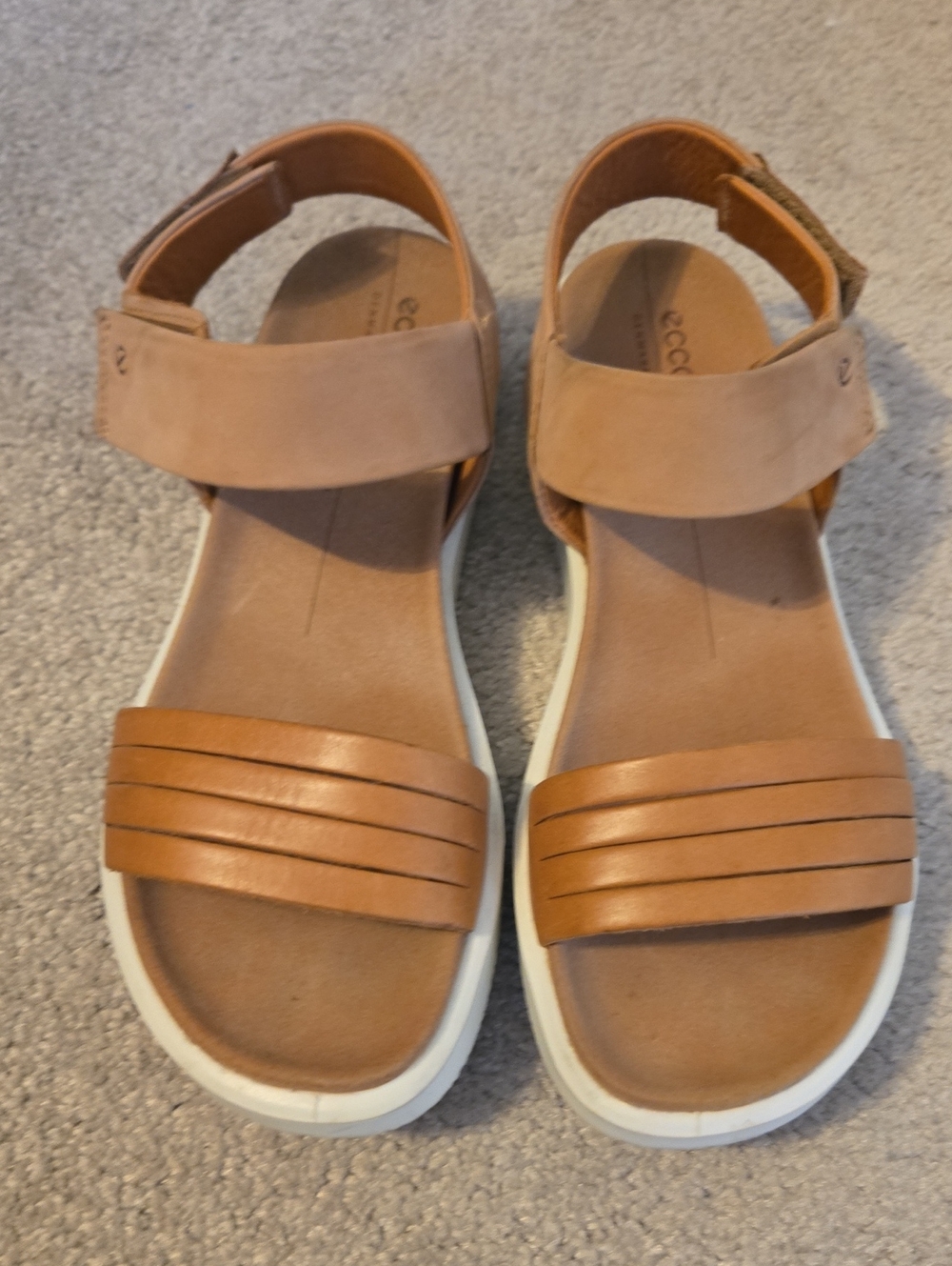 Ecco Women’s Tan and White Leather Slingback Sandals